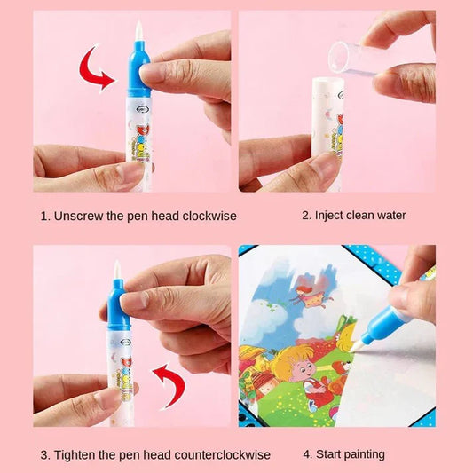 Pack of 4 Magic Water Drawing Coloring Book