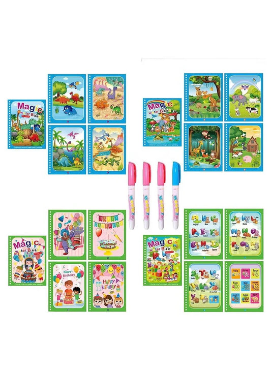 Pack of 4 Magic Water Drawing Coloring Book