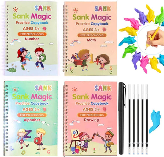 3 in 1 Kids’ Creative Learning Bundle– Magic Practice Book set 4+10+1+1| Magic Water Book 1+1 | 8.5 inches LCD Writing Tablet 1+1